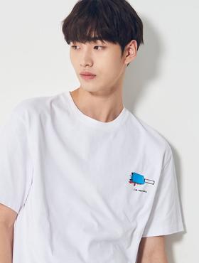 8seconds X TEUMMMM男女两用白色艺术品印刷T恤女款JPY带授权招加盟代理