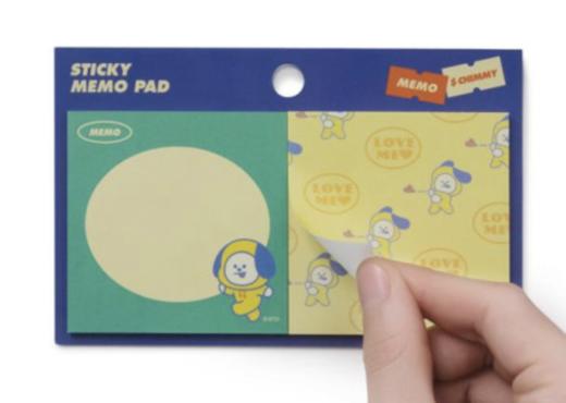 韩国 可爱Line Friends BT21 CHIMMY便条纸套装（每包2张）JPY带授权招加盟代理 商品图1