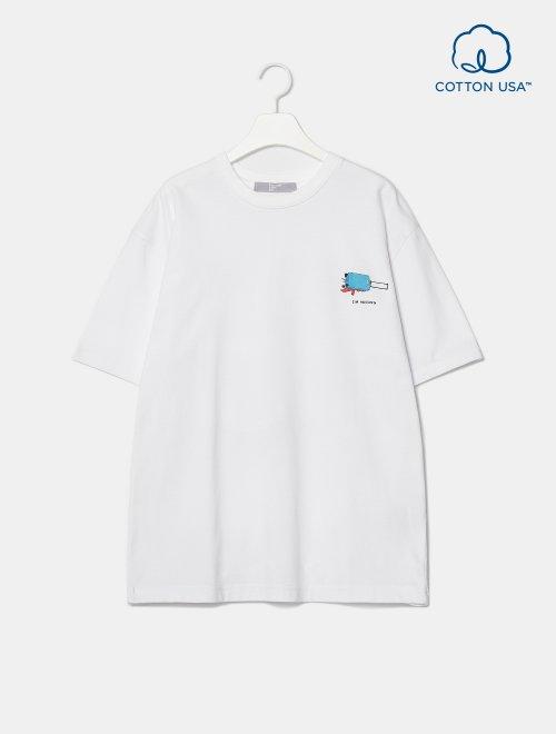 8seconds X TEUMMMM男女两用白色艺术品印刷T恤女款JPY带授权招加盟代理 商品图1