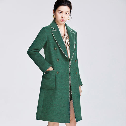 圣三利专柜正品19年秋季中长款西服领毛呢大衣SL1931148 商品图1