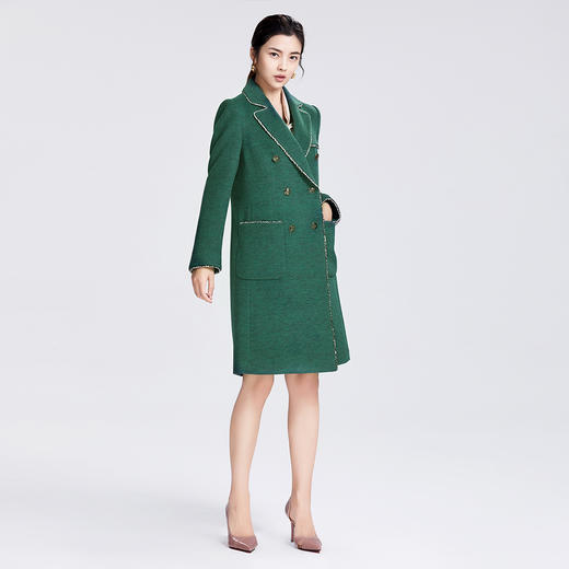 圣三利专柜正品19年秋季中长款西服领毛呢大衣SL1931148 商品图3