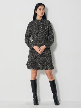 8seconds Broken flower width黑色打褶绑带迷你连衣裙女款JPY带授权招加盟代理