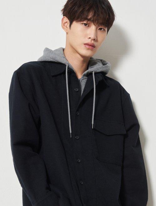 8 seconds 男款黑色连帽针织分层格纹衬衫JPY带授权招加盟代理 商品图2