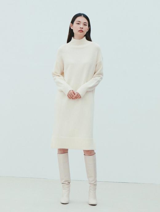 8seconds High collar knitted dress象牙色实心半领连衣裙女款JPY带授权招加盟代理 商品图1