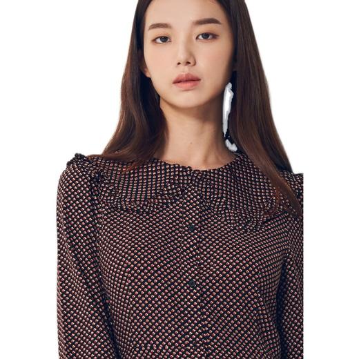 8secondsBlack solid pleated long黑色图案水手领纽扣连衣裙女款JPY带授权招加盟代理 商品图4