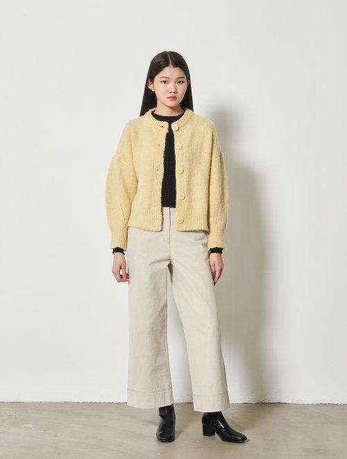 8 seconds 女款黄色泡芙袖子大按钮编织物开衫JPY带授权招加盟代理 商品图2