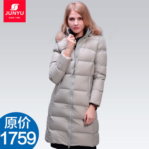 君羽 女款 鹅绒羽绒服中长加厚款时尚修身 800蓬松 B52002 商品图1
