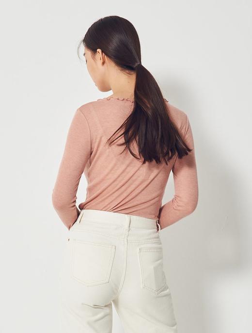 8seconds High collar T-shirt珊瑚透明褶皱船领长袖T恤女款JPY带授权招加盟代理 商品图3