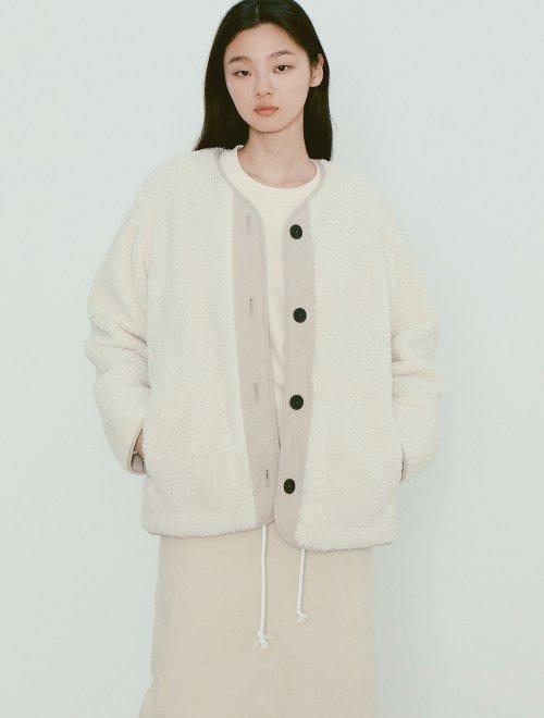 8 seconds 女款浅驼色毛皮围巾波浪缝合衬垫JPY带授权招加盟代理 商品图3