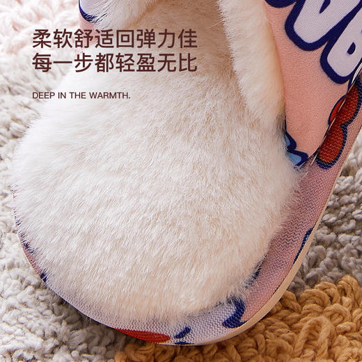 朴西YY印花儿童加绒棉鞋拖鞋PF3712冬季潮流一家三口保暖 商品图2
