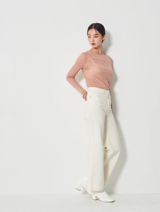 8seconds High collar T-shirt珊瑚透明褶皱船领长袖T恤女款JPY带授权招加盟代理 商品图2