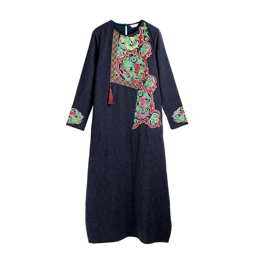 南花曲系列 |  九黎刺绣民族风长袍裙 商品图7