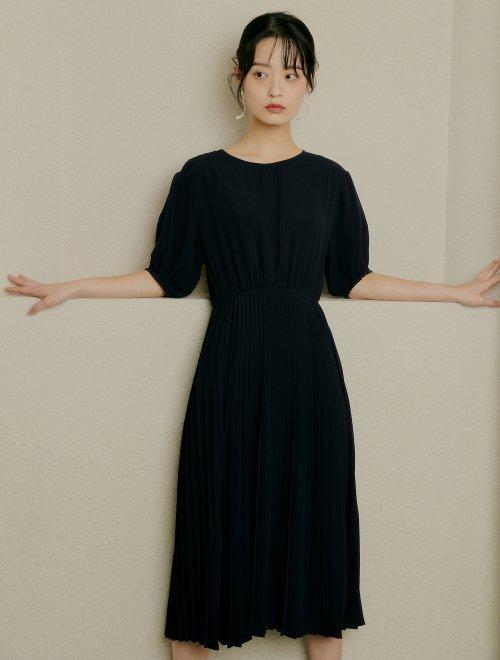 8 seconds 女款深蓝音量袖子褶连衣裙JPY带授权招加盟代理 商品图2