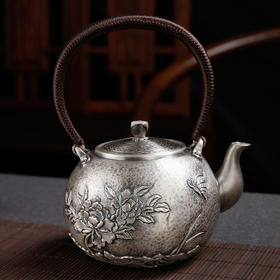 国春银饰丨大富大贵牡丹银壶 手工银壶 425g 附检测证书 预售中，预计付款30天后发货