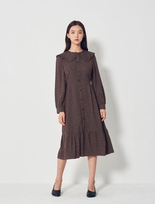 8secondsBlack solid pleated long黑色图案水手领纽扣连衣裙女款JPY带授权招加盟代理 商品图1