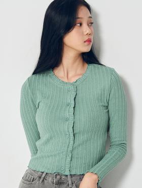 8seconds Wrinkled cardigan浅绿色皱纹电缆开衫女款JPY带授权招加盟代理