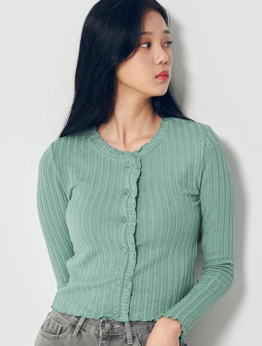 8seconds Wrinkled cardigan浅绿色皱纹电缆开衫女款JPY带授权招加盟代理 商品图0