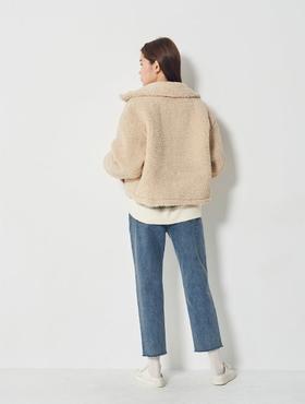 8 seconds 女款 High Neck Shearing Jumper 米色高领剪羊毛毛衣JPY带授权招加盟代理