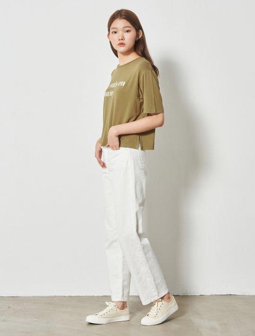 8seconds Olive letter short sleeve T-shirt橄榄色短袖T恤女款JPY带授权招加盟代理 商品图3
