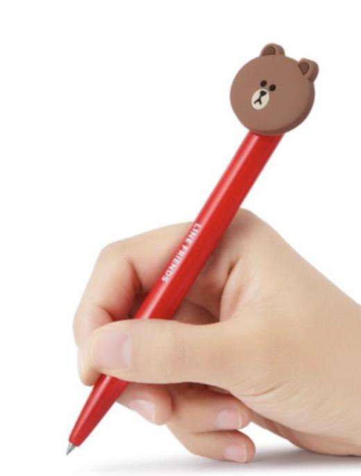 韩国 可爱Line Friends棕脸中性笔JPY带授权招加盟代理 商品图1