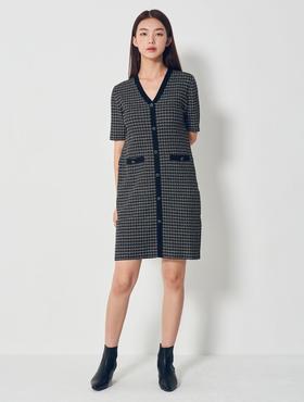 8seconds Pattern sewing黑色珍珠花呢连衣裙女款#12085UDY15JPY带授权招加盟代理