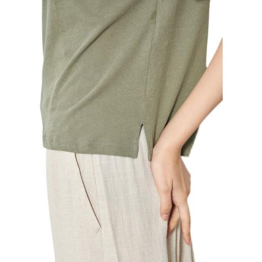 8seconds Khaki linen blended stand卡其色亚麻混纺立领T恤女款JPY带授权招加盟代理 商品图4
