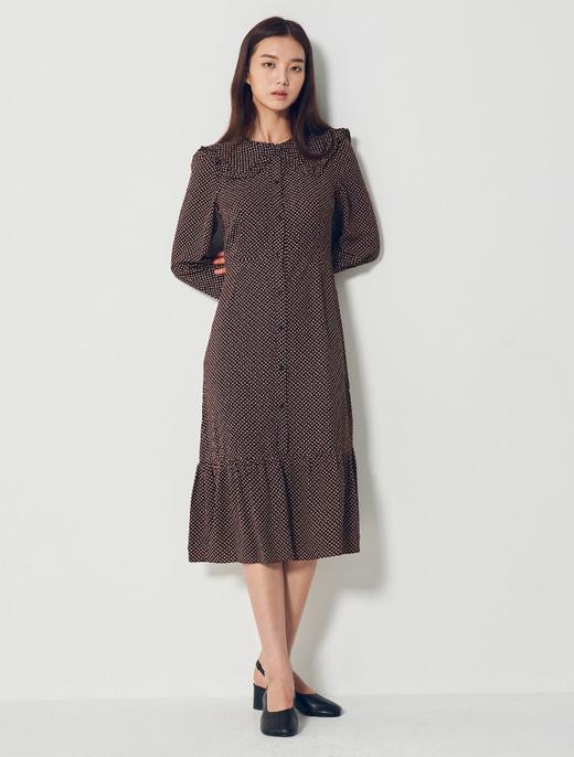 8secondsBlack solid pleated long黑色图案水手领纽扣连衣裙女款JPY带授权招加盟代理 商品图0