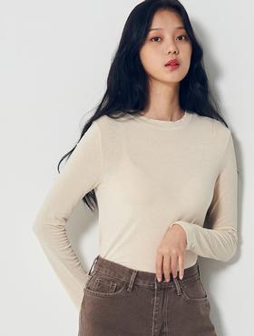 8seconds High collar T-shirt象牙色柔软单身长T恤女款JPY带授权招加盟代理