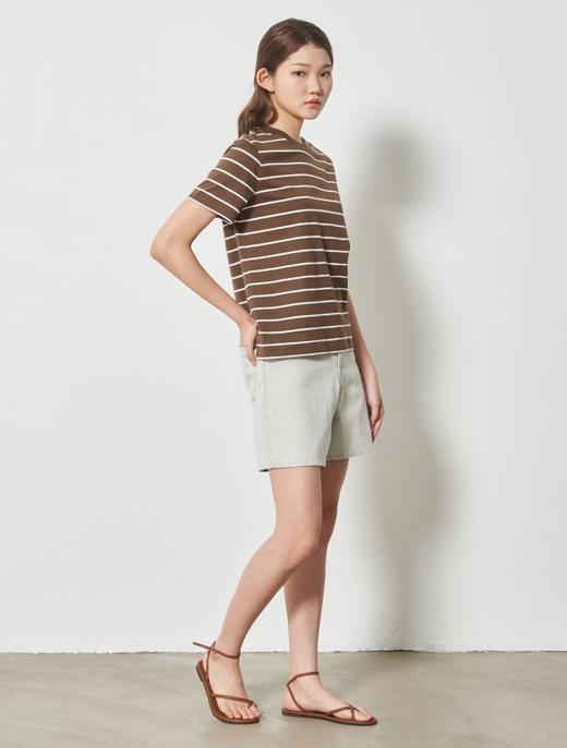 8seconds detail short sleeve T-shirt棕色Basic条纹短袖T恤女款JPY带授权招加盟代理 商品图2