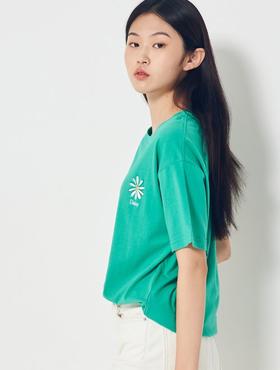 8seconds embroidered letter short绿花印花T恤女款JPY带授权招加盟代理