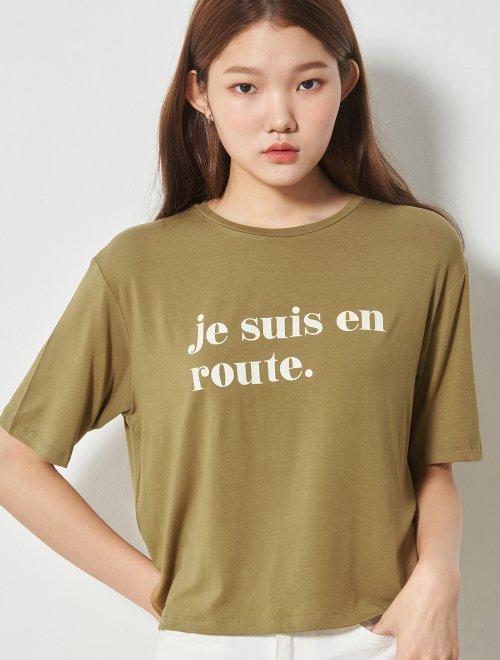 8seconds Olive letter short sleeve T-shirt橄榄色短袖T恤女款JPY带授权招加盟代理 商品图0