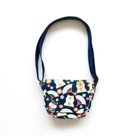 HUJI祤集Flap斜挎包风の花花扇樱花柴犬