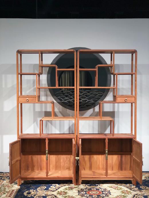 红桥红  家具严选  缅甸花梨（大果紫檀）  【180  弧边 单屉带柜博古架】 商品图3