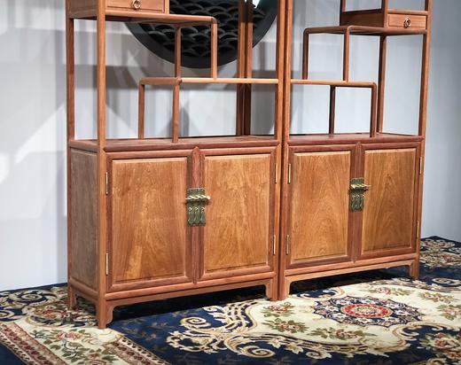 红桥红  家具严选  缅甸花梨（大果紫檀）  【180  弧边 单屉带柜博古架】 商品图5