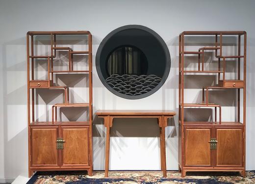 红桥红  家具严选  缅甸花梨（大果紫檀）  【180  弧边 单屉带柜博古架】 商品图1