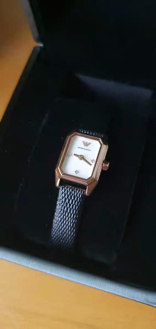 送女友！Armani阿玛尼通勤方形手表女 贝母皮带女士腕表AR11248 商品图2