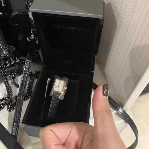 送女友！Armani阿玛尼通勤方形手表女 贝母皮带女士腕表AR11248 商品图4