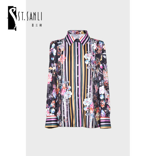 圣三利女装新春季条纹花色衬衫SL2014171 商品图0