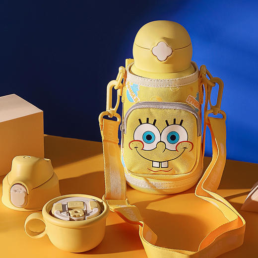 杯具熊海绵宝宝儿童保温杯带吸管两用水杯15  BJX 商品图1