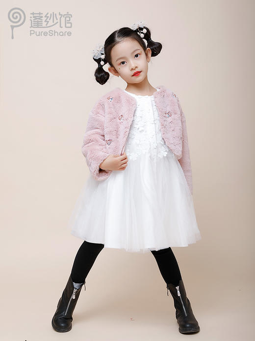 非质量问题不退换哦~pureshare 女童毛毛外套冬装新款洋气可爱儿童上衣新年中国风-花下石榴外套 商品图4