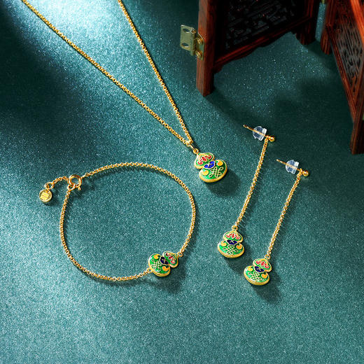 古法工艺掐丝浮雕葫芦手链 项链 耳饰  商品图1