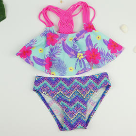 女童泳衣时尚可爱分体式花色泳衣【MW1832】