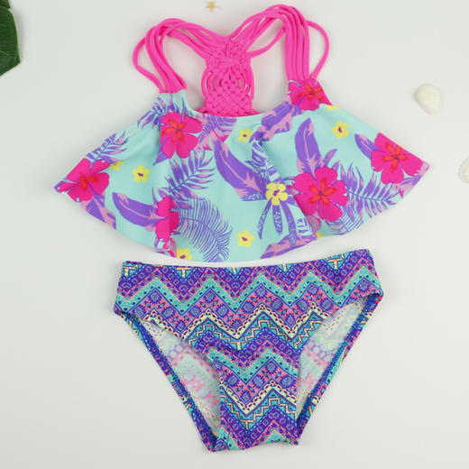 女童泳衣时尚可爱分体式花色泳衣【MW1832】 商品图0