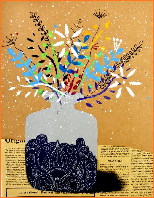 《趣画一瓶美丽的花》拓印/漏印【自动发货：下单后，点击手机短信中收到的链接，即可获取文件下载的链接；如有任何问题，可添加客服微信hm33268获得帮助】
 商品图0