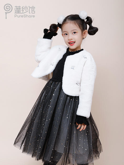 非质量问题不退换哦~pureshare 女童毛毛外套冬装新款洋气可爱儿童上衣新年中国风-花下石榴外套 商品图0
