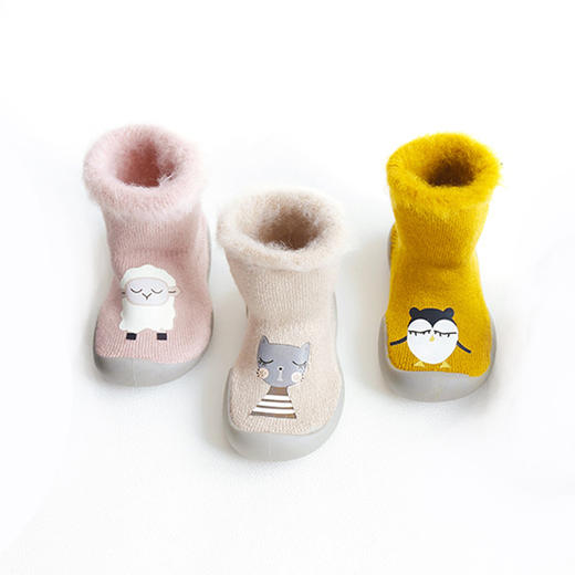 【特价10元】童丨秋冬加厚加绒儿童地板袜刷毛宝宝学步鞋袜胶底卡通中筒袜子【WG9259】 商品图0