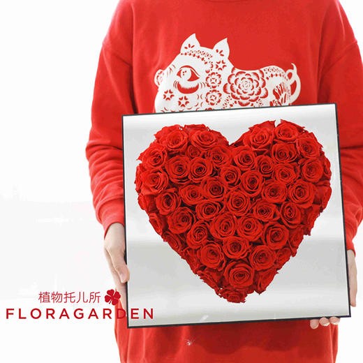情人节永生花生日礼物【80朵红玫瑰镜面之心】玫瑰花礼盒玫瑰花礼花送女生朋友花店送货上门 商品图1