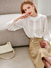 欧芮儿白色雪纺衬衫女春季新款重工蕾丝拼接系带领口简约气质衬衣 商品缩略图1