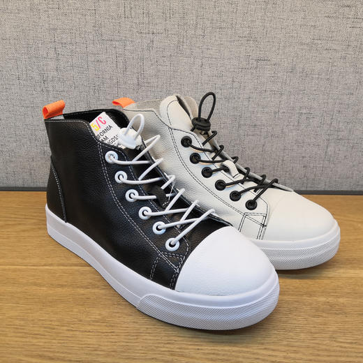 豪行女鞋19秋季新品29337818软牛皮运动休闲学生鞋板鞋女单鞋高帮 商品图0