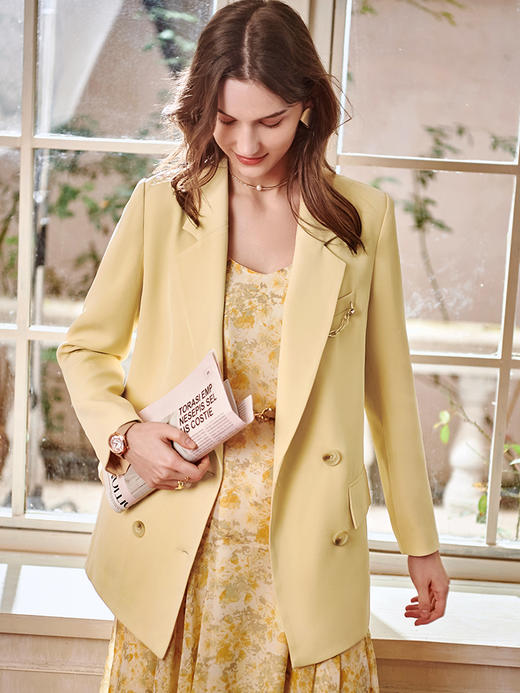 欧芮儿休闲西装短外套女春季新款双排扣气质年轻俏皮时尚经典百搭 商品图0